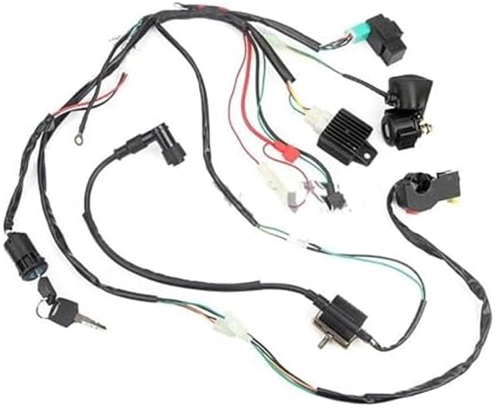 Vuzmode Zündspulenkabelbaum, Statorbaugruppe, Verkabelung mit Gleichrichter-Zündschlüsselspuleneinheit, for ATV Electric Quad 50 70 90 110CC Zündschalter CDI-Zündkit von Vuzmode