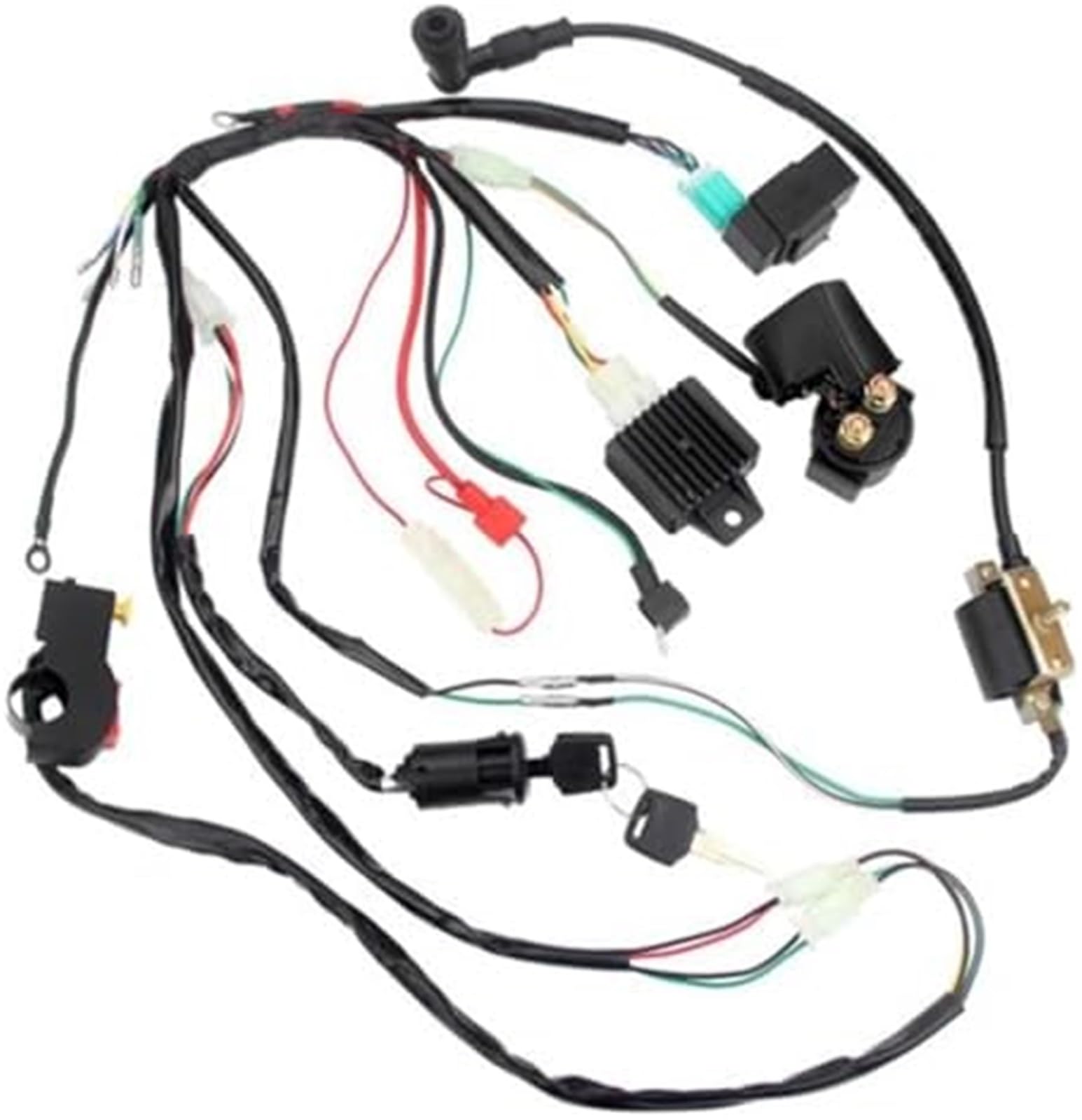 Vuzmode for 50cc 70cc 90cc 110cc ATV Elektrische Quad Kabelbaum Draht Webstuhl Zündspule Kit Zündspule Zündung Schalter CDI-Zündkit von Vuzmode