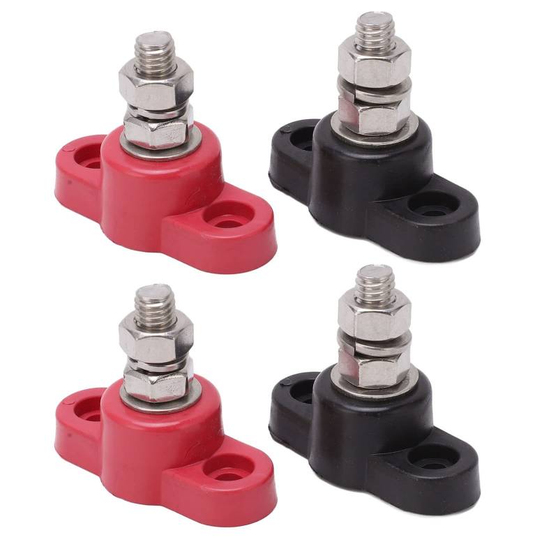 Batterieklemmeblöcke, Batteriestromverteilungsanschlussblöcke 4pcs 12 V 24 V Red Black Einzelstud von Vvikizy