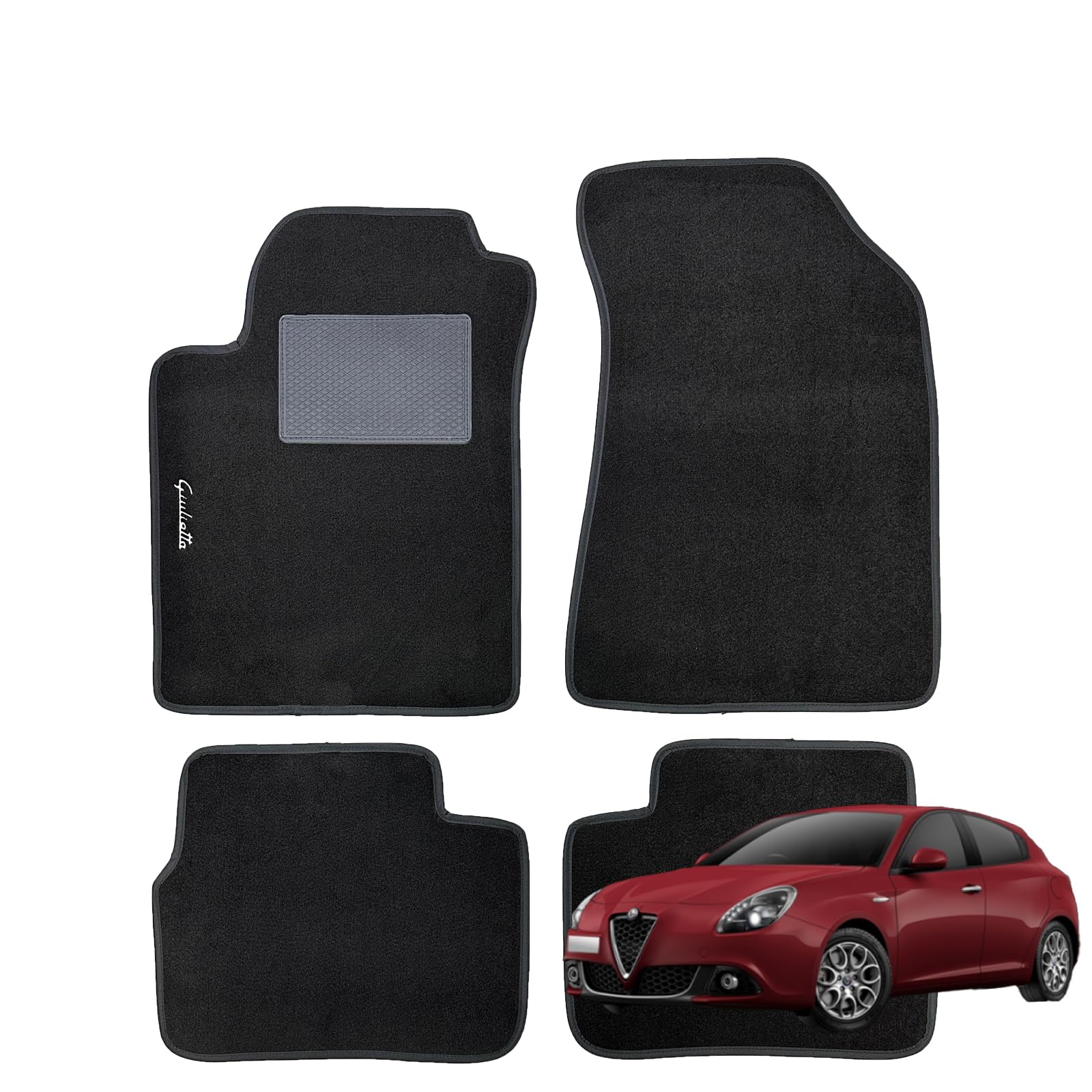 Serie 4 Fußmatten - Fußmatten aus schwarzem Teppich für Giulietta ab 2010 bis 2014 von W-Parts