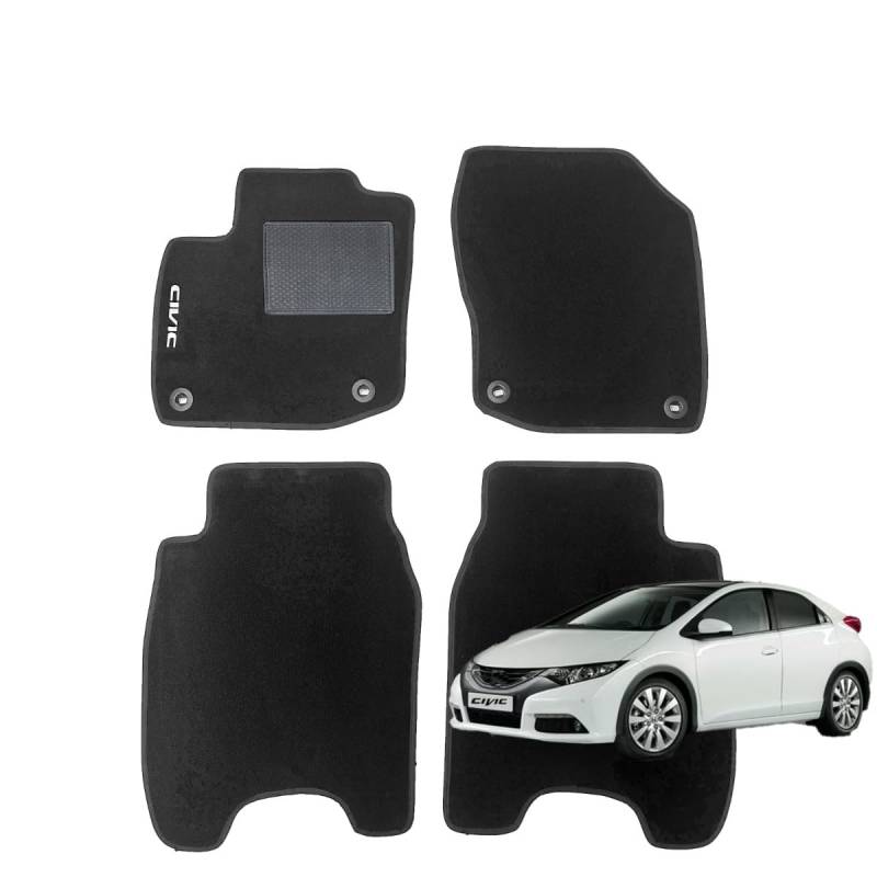 Serie 4 Fußmatten - Schwarze Fußmatten für Civic IX von 2012 bis 2016 von W-Parts