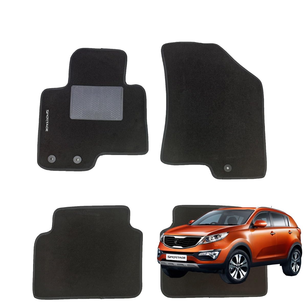 Serie 4 Fußmatten - Schwarze Fußmatten für Sportage III von 2009 bis 2017 von W-Parts