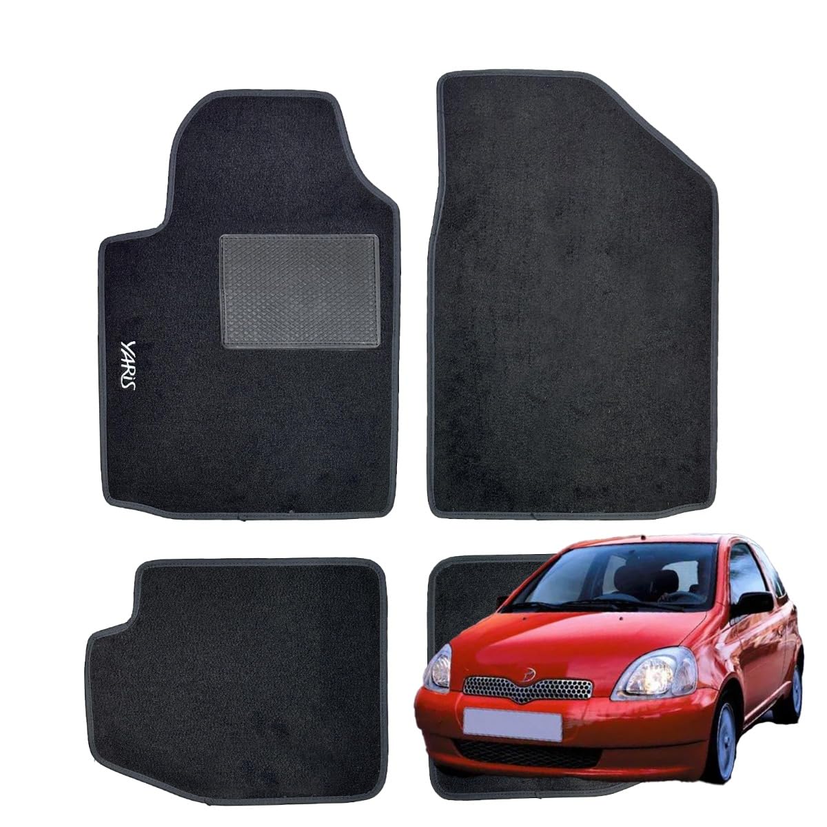 Serie 4 Fußmatten - Schwarze Fußmatten für Yaris 3-Türer von 1999 bis 2005 von W-Parts