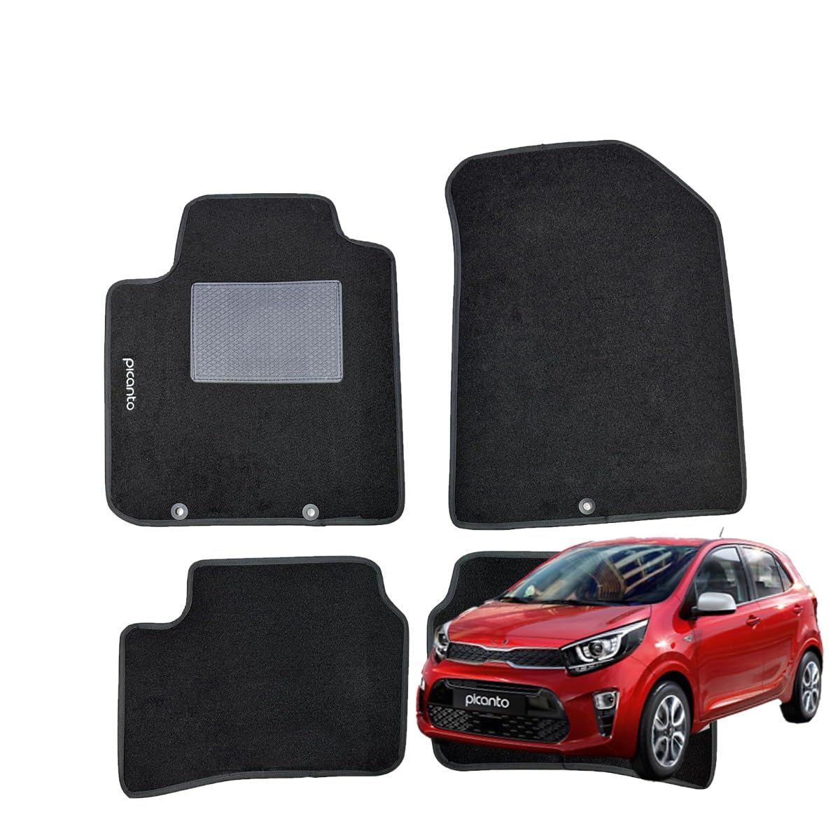 Serie 4 Fußmatten - Schwarze Teppiche für Picanto II von 2012 bis 2018 von W-Parts