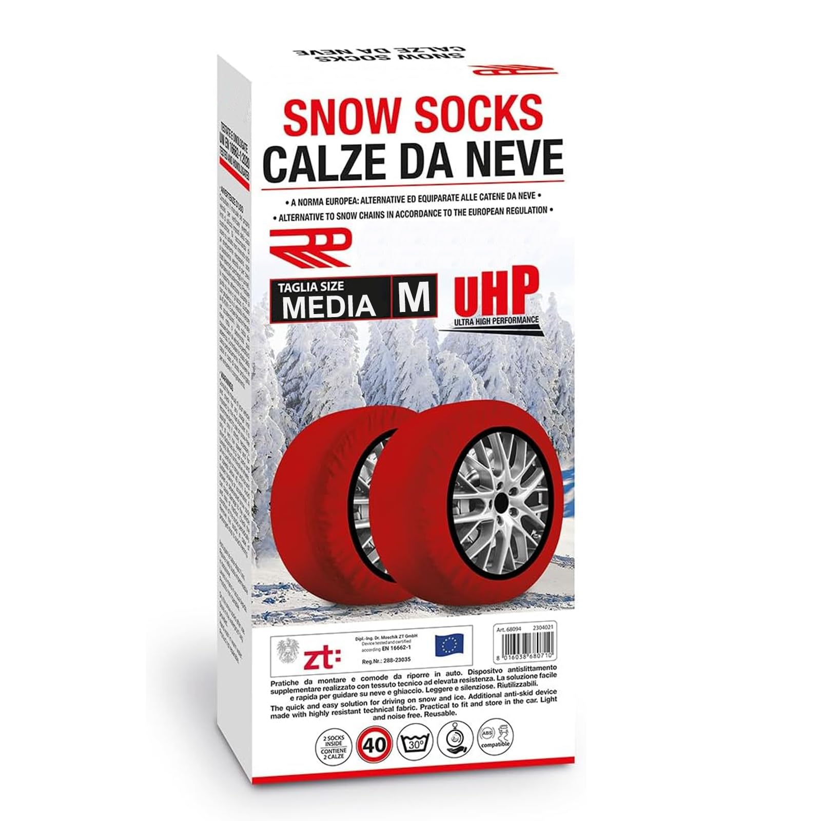 W-Parts Arctic Socks – Paar Schneeketten Bottari Revo – Schneeketten – zugelassen in Italien und Europa (Größe M) – mit Paar langen Kunststoffhandschuhen – einfach zu montieren – schnell zu montieren von W-Parts