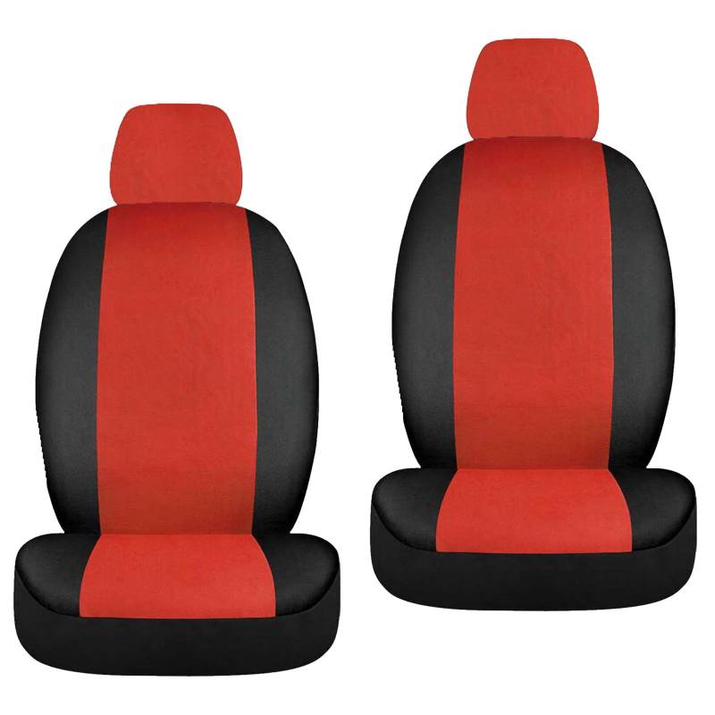 W-Parts Set aus Sitzbezügen und Kopfstützenbezügen für Vordersitze, universell, elastische Kanten für Seitenairbag, waschbar, Befestigungshaken Made in Italy (rot/schwarz) von W-Parts