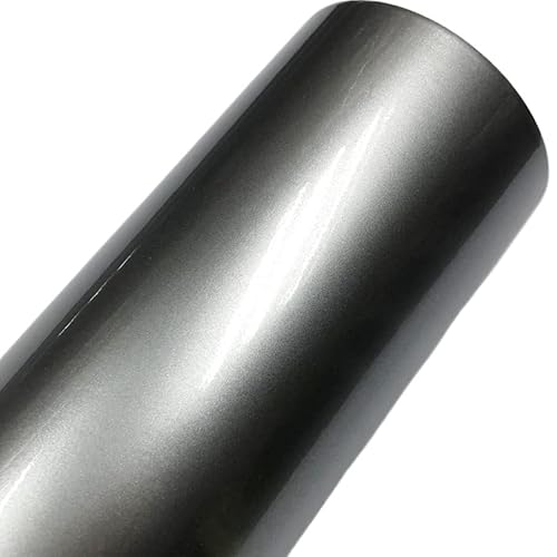 Autofolie Gloss Metallic Gunmetal Vinyl Wrap Candy Glossy Grey Car Film Aufkleber mit Luftblase Auto Motorradmotorradverpackung Abdeckungsfolie Auto Folie (Color Name : Silver) von WABTU