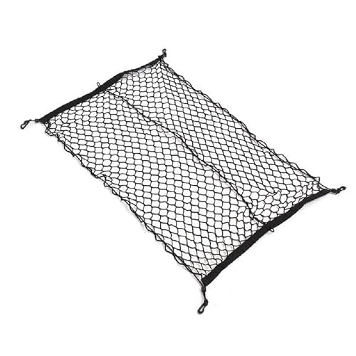 GepäCknetz Auto Kofferraum 100 x 70 cm Universal Black Nylon Car Trunk Net Gepäckpäckvorstellungsorganisator Beutel Heck -Schwanz -Mesh -Netzwerk mit 4 Haken Frachtnetz Kofferraumnetz GepäCknetz von WABTU