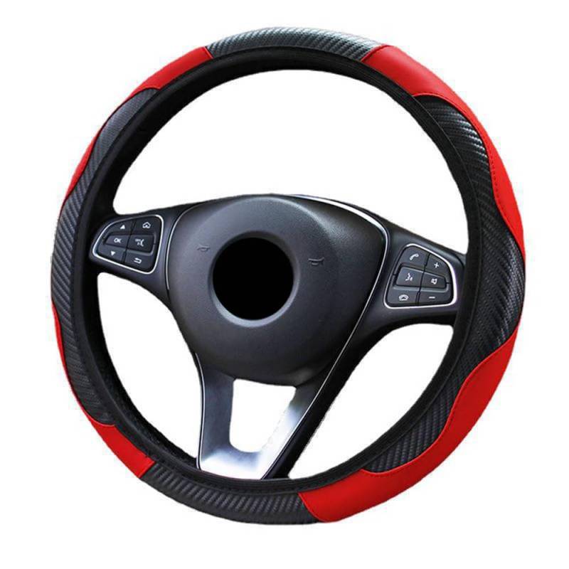 Auto Lenkradabdeckung, für Toyota Aygo Kohlefaser Leder Anti Rutsch langlebiger Atmungsaktiver Schutzhülle Innenraum Zubehör,A von WACDXST