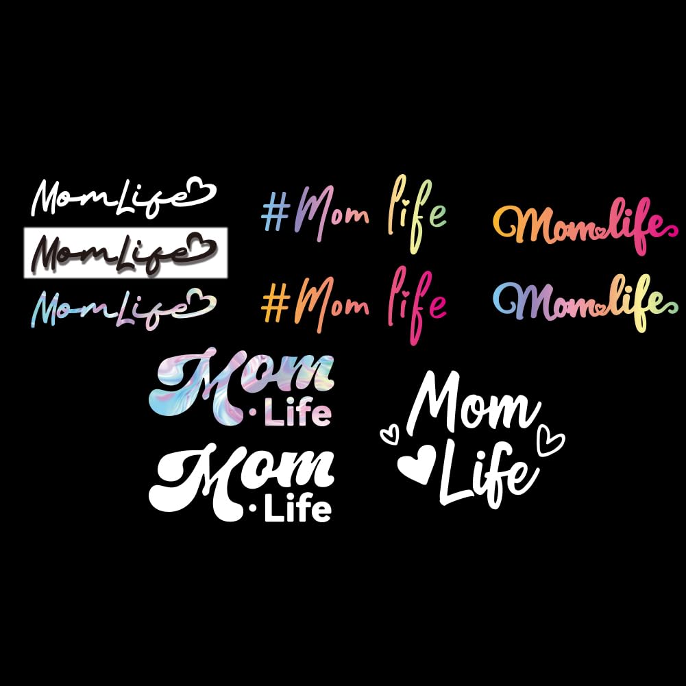 WADORN 5 Stück Bunte Reflektierende Vinyl Aufkleber „Mom Life“ Fürs Auto Aufkleber Mit Aufschrift „Mom Life Heart Outdoors“ Wasserdicht Für Autofenster Für Fenster Autos LKWs Laptops Wasserflaschen von WADORN