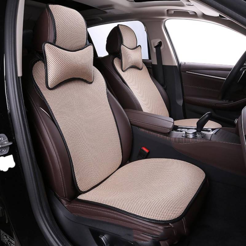 WADRI Sitzkissen Auto für Hyundai Ioniq Hybrid 2017-2022 5 Sitzplätze, Eisseide anti Rutsch Autositzschoner Atmungsaktiv Sitzauflagen Automobilinnenraum,C/beige von WADRI