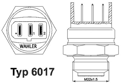 Wahler Temperaturschalter, Kühlerlüfter [Hersteller-Nr. 6017.95D] für Audi, Porsche, Seat, Skoda, VW von WAHLER