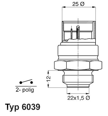 Wahler Temperaturschalter, Kühlerlüfter [Hersteller-Nr. 6039.95D] für Audi, Seat, VW von WAHLER