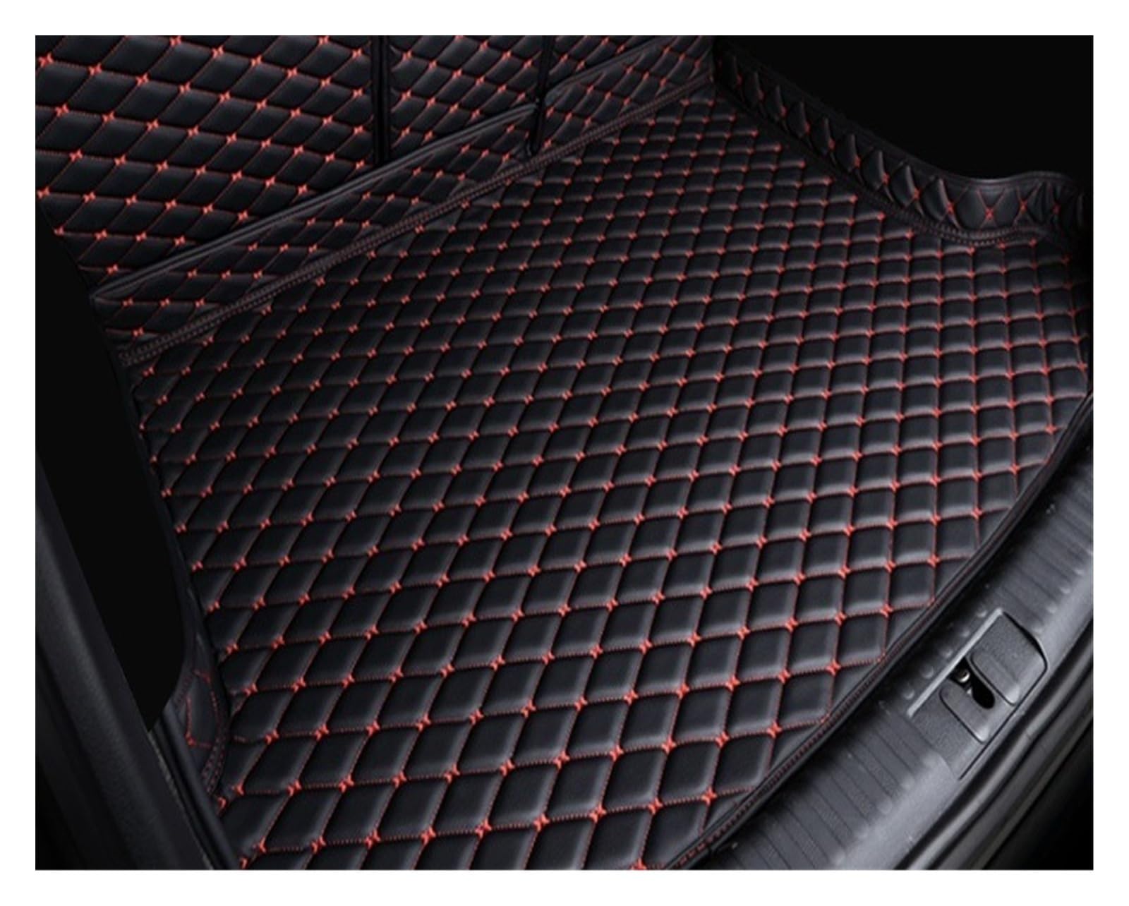 Gummimatte Kofferraumwanne Kofferraum Matte Für Genesis GV70 2023 GV80 GV90 G70 G80 Wasserdicht Auto Zubehör Gepäck Matte Kofferraumwanne Matte (Farbe : Black Red 1) von WAHRE