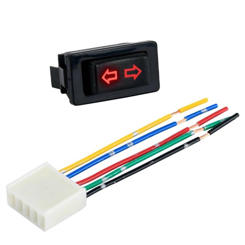 Auto Fensterschalter 5Pin 12 Für 24V Schwarz Auto Fensterheber Schalter Mit Kunststoff Lampe Elektronische Komponenten Universal Für Autos Hauptfensterheberschalter(Blau) von WALEQW