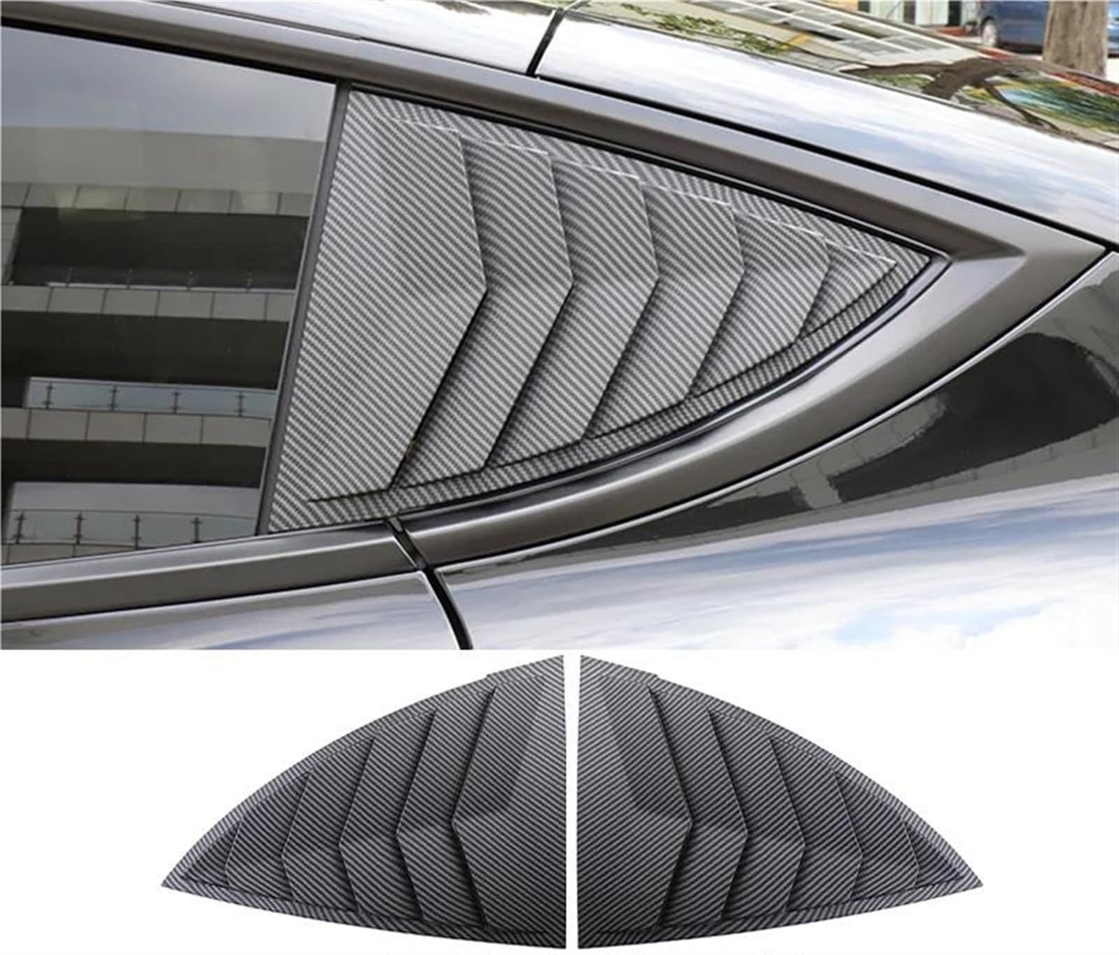 Auto Sonnenschutznetz Auto Hinten Dreieck Fensterläden Dreieck Sonnenschirm Geändert Dekoration Für Tesla Für Modell Y Auto UV Schutz(Matte Carbon Fiber) von WALEQW