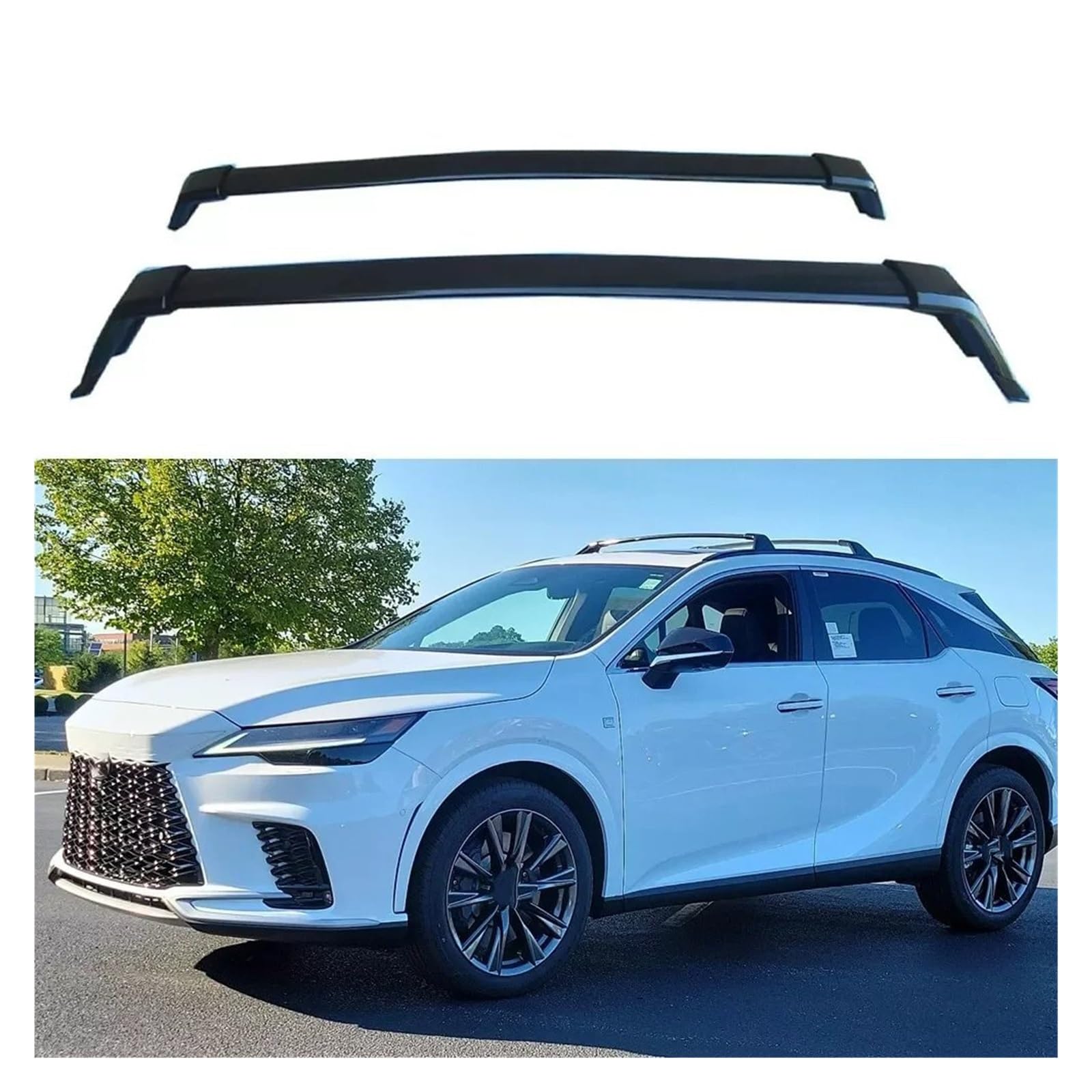 Dachträger Auto Für Lexus Für RX 350 350h 450h+ 500h 2-teilige Aluminium-Querstange Für Querstangen Gepäckträger Für Frachtstangenzubehör(Schwarz) von WALEQW