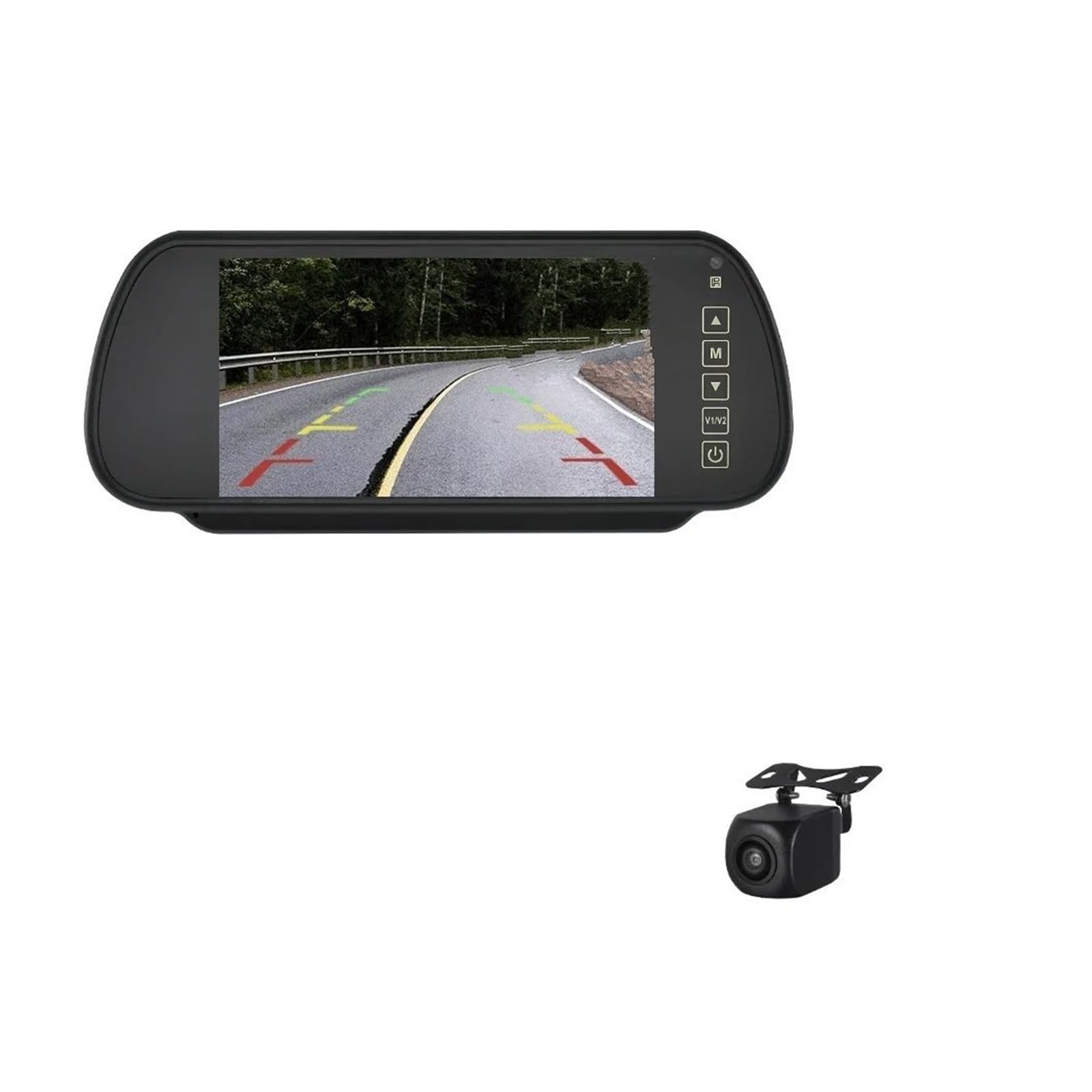 Einparkhilfe Für Fahrzeugparken 1080P Nachtsicht Rückfahrkamera Bildschirm 7 Zoll Auto AHD Spiegelmonitor Mit Rückfahrkamera Weitwinkel- Rückfahrkamera(SVHSD-AB6M) von WALEQW