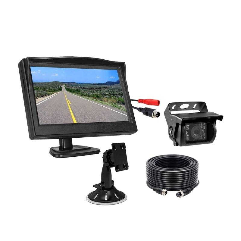 Einparkhilfe Rückansicht Rückfahr Kamera 12-24v Für Caravan Für Rv Für Van 5 Inch LCD Screen Monitor Mit Für Ladegerät Stecker Und Spielen + 4PIN Weitwinkel- Rückfahrkamera von WALEQW