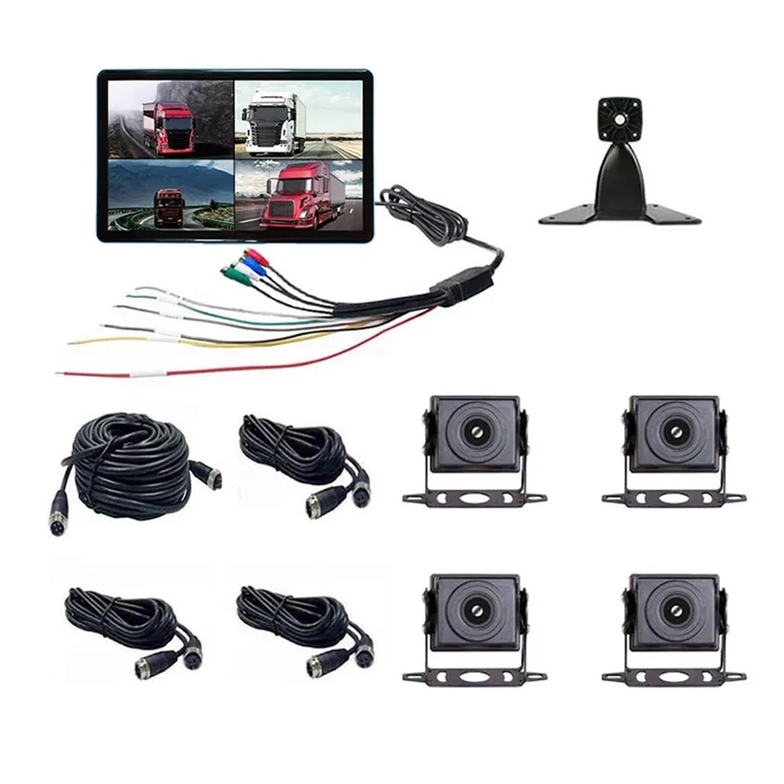 Einparkhilfe Rückfahrkamera-Rückfahrsystem Parküberwachung 10,1 Zoll, AHD 1080P 4-Kanal, LKW-Rückfahrkamera Aufzeichnungsmonitor Touchscreen, Fahrzeug-DVR-Kit Weitwinkel- Rückfahrkamera(32G) von WALEQW