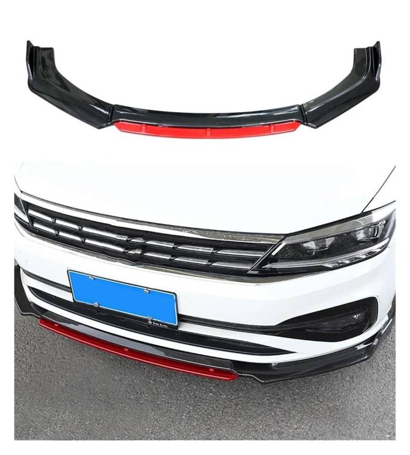 Frontspoiler Lippe Spoilerlippe Frontspoiler Für VW Für Jetta MK6 MK7 Seite Spoiler Splitter Diffusor Körper Kit Spoiler Schutz Auto Zubehör Universal Frontschürze Lippe(Carbon Look Red) von WALEQW