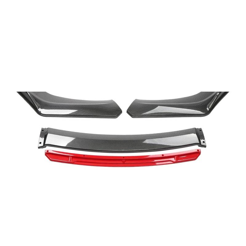 Frontspoiler Lippe Spoilerlippe Frontspoiler Universal Für VW Für Jetta MK6 MK7 Frontschürze Lip Seite Splitter Spoiler Guards Schwarz Rot Carbon Look Auto Zubehör(Carbon Look) von WALEQW