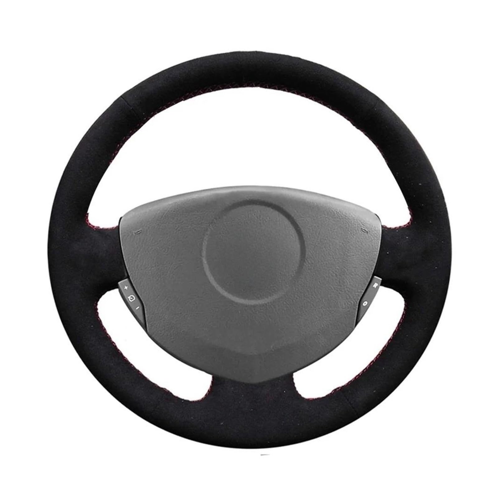 Lenkradbezug Auto Für Clio 2 2001 2002 2003 2004 2005 Für Dacia Für Sandero 2008 2009 2010 2011 2012 rutschfeste Schwarze Wildleder-Autolenkradabdeckung Autozubehör Innenraum(Gray Thread) von WALEQW