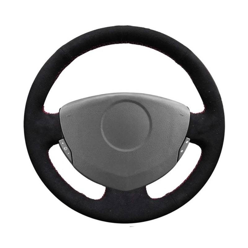 Lenkradbezug Auto Für Clio 2 2001 2002 2003 2004 2005 Für Dacia Für Sandero 2008 2009 2010 2011 2012 rutschfeste Schwarze Wildleder-Autolenkradabdeckung Autozubehör Innenraum(Orange Thread) von WALEQW