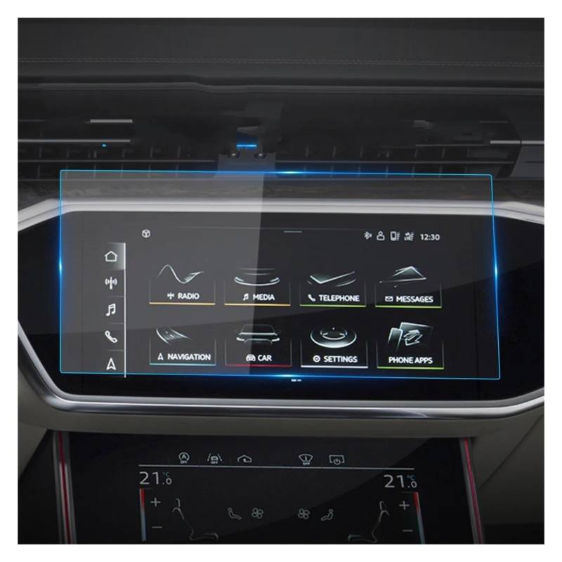 Navigation Schutzfolie Auto Aufkleber Screen Protector Navigator Display Gehärtetem Glas Schutz Film Für A6 2023 Auto Zubehör GPS Displayschutzfolie(Blue for A6 23) von WALEQW