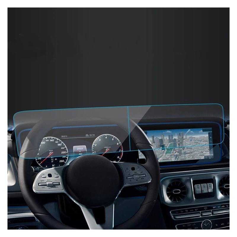 Navigation Schutzfolie Auto Aufkleber Screen Protector Navigator Display Gehärtetem Glas Schutz Film Für Benz Für G-Klasse 2023 Auto Zubehör GPS Displayschutzfolie(Blue For23 G-Class L) von WALEQW