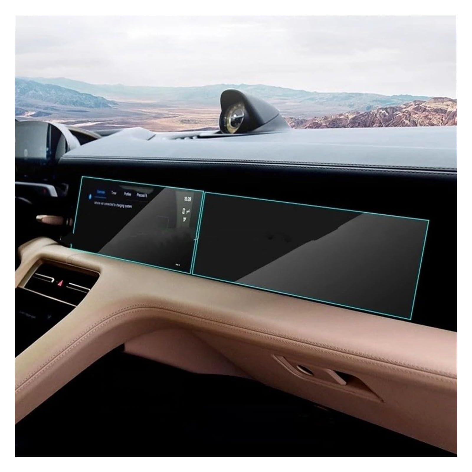 Navigation Schutzfolie Auto GPS Navigation Dashboard Klimaanlage Anti-Scratch Gehärtetes Glas Displayschutzfolie Für Für Taycan 2020-2022 GPS Displayschutzfolie(2St,Right Hand Driver) von WALEQW