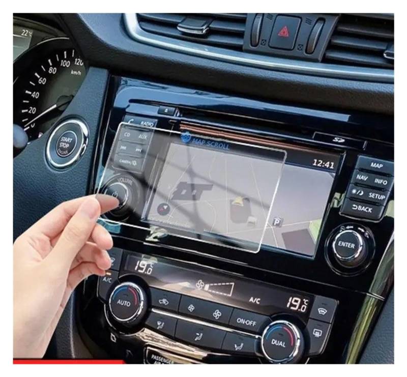 Navigation Schutzfolie Auto Navigation Gehärtetes Glas Screen Protector Innen Zubehör GPS Bildschirm Film Für Nissan Für Qashqai J11 Für X-Trail T32 2015-2018 GPS Displayschutzfolie von WALEQW