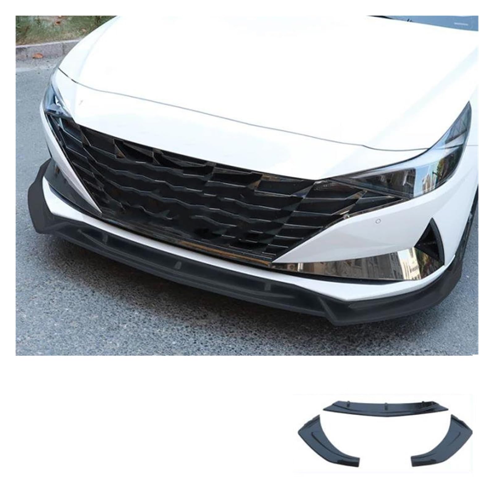 Splitter Frontspoiler Lippe Für Hyundai Für Elantra Für CN7 2021 2022 Auto Front Stoßstange Splitter Lip Spoiler Diffusor Schutz Körper Kit Sport Tuning Teile Auto Frontspoiler(Matt Black) von WALEQW