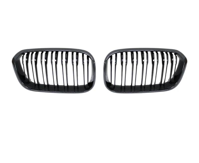 Stoßstangengitter Auto Front Stoßstange Gitter Nieren Racing Grill Doppel Lamellen Kühlergrill Für F20 F21 118i 120i 125i 116i 2015 2016 2017 2018 2019 Frontgrill(Double Line Carbon Look) von WALEQW