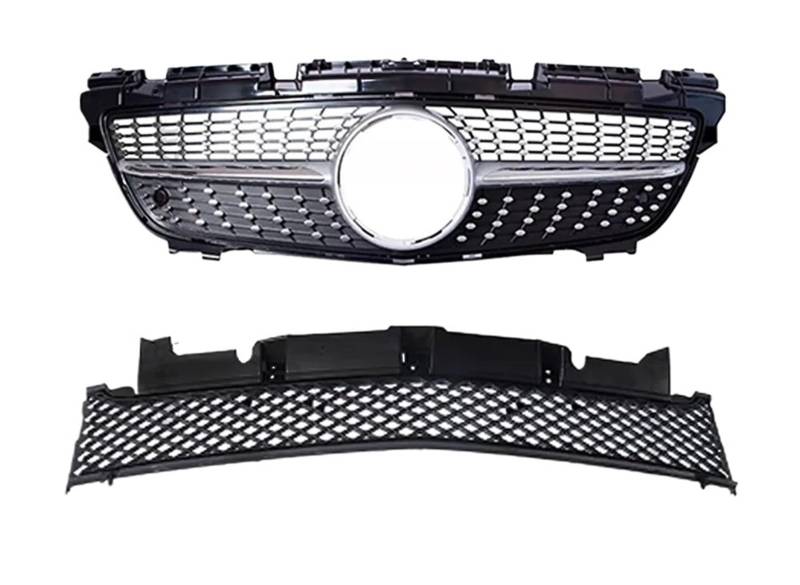 Stoßstangengitter Für Benz Für SLK R172 2011 2012 2013 2014 2015 Tuning-Zubehör Diamanthaubengitter Kühlergitter Body Kit Kühlergrill Stoßstangengrill Frontgrill(Diamond Silvery) von WALEQW