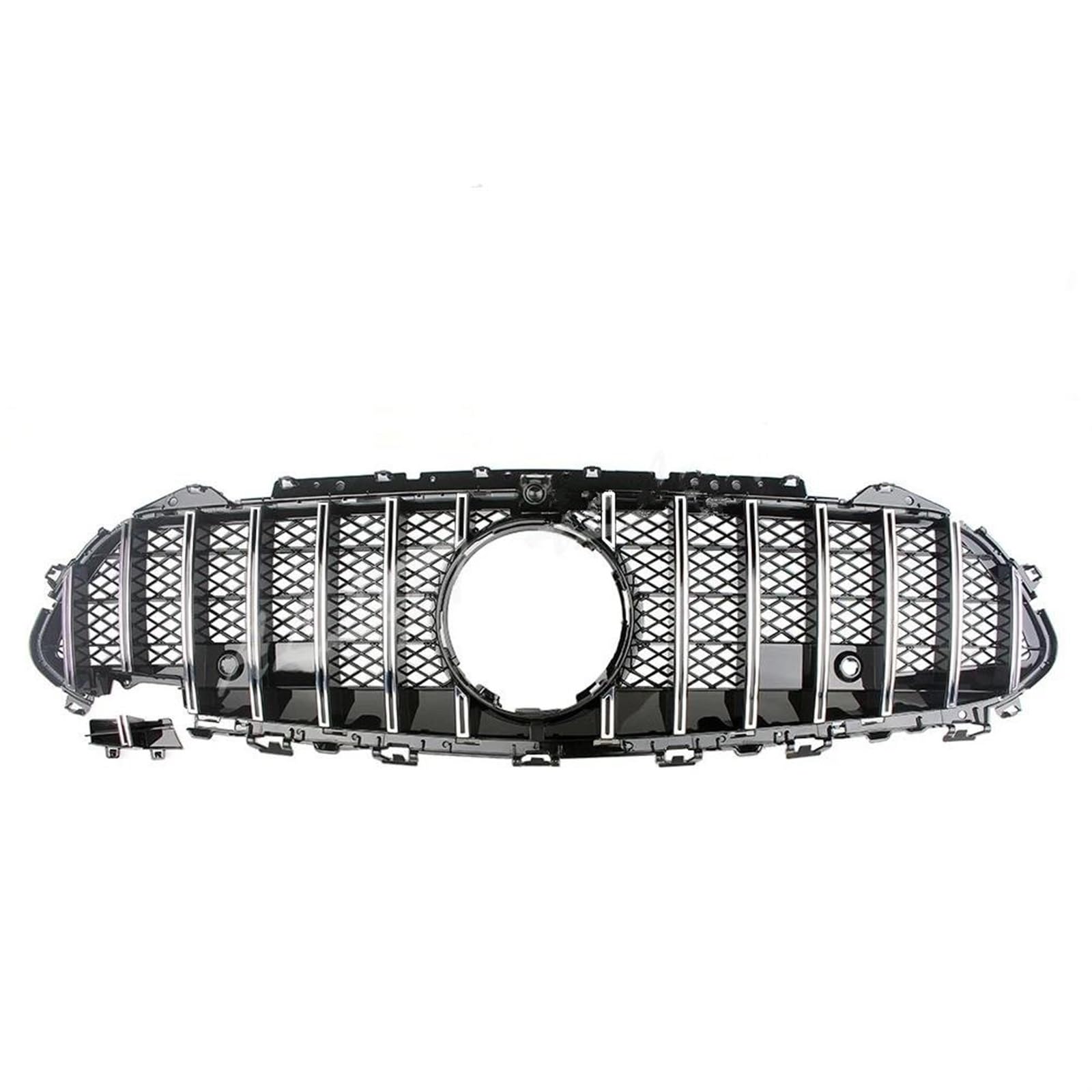 Stoßstangengitter Für Benz W257 C257 Für CLS Klasse 2019 2020 2021 Vorne Racing Billet Stoßstange Grille Oberen Facelift Gril Schwarz Silber Frontgrill(Silber) von WALEQW