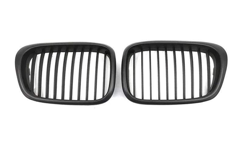 Stoßstangengitter Für E39 1999 2000 2001 2002 2003 2004 5 Serie 525i 528i 530i 540i Für M5 4-Türer Auto Vorne Niere Kühlergrill Doppel Lamellen Linie Grill Frontgrill(Single Matte Black) von WALEQW