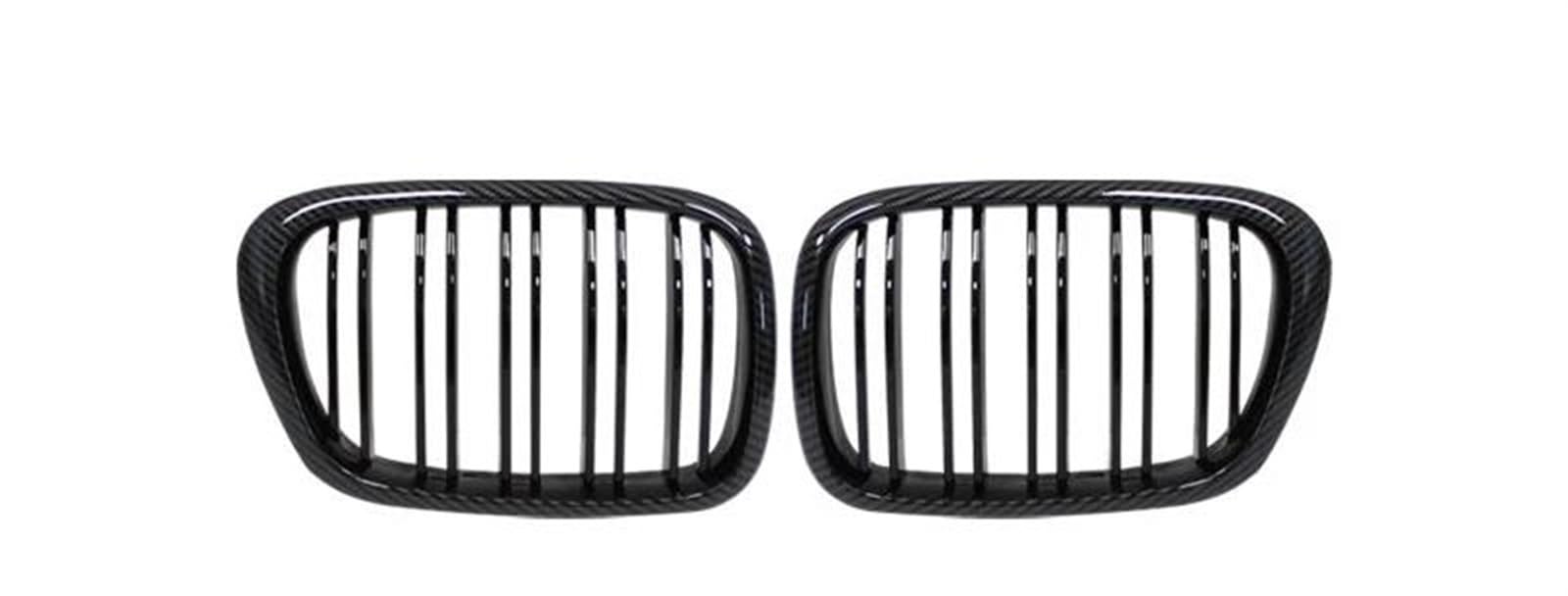 Stoßstangengitter Für E39 5 Series 525 528 1997 1998 1999 2001 2002 2003 Kühlergrill Auto Front Hood Grill Nierengitter Racing Grill Dual Line Frontgrill(Kohlefaser) von WALEQW