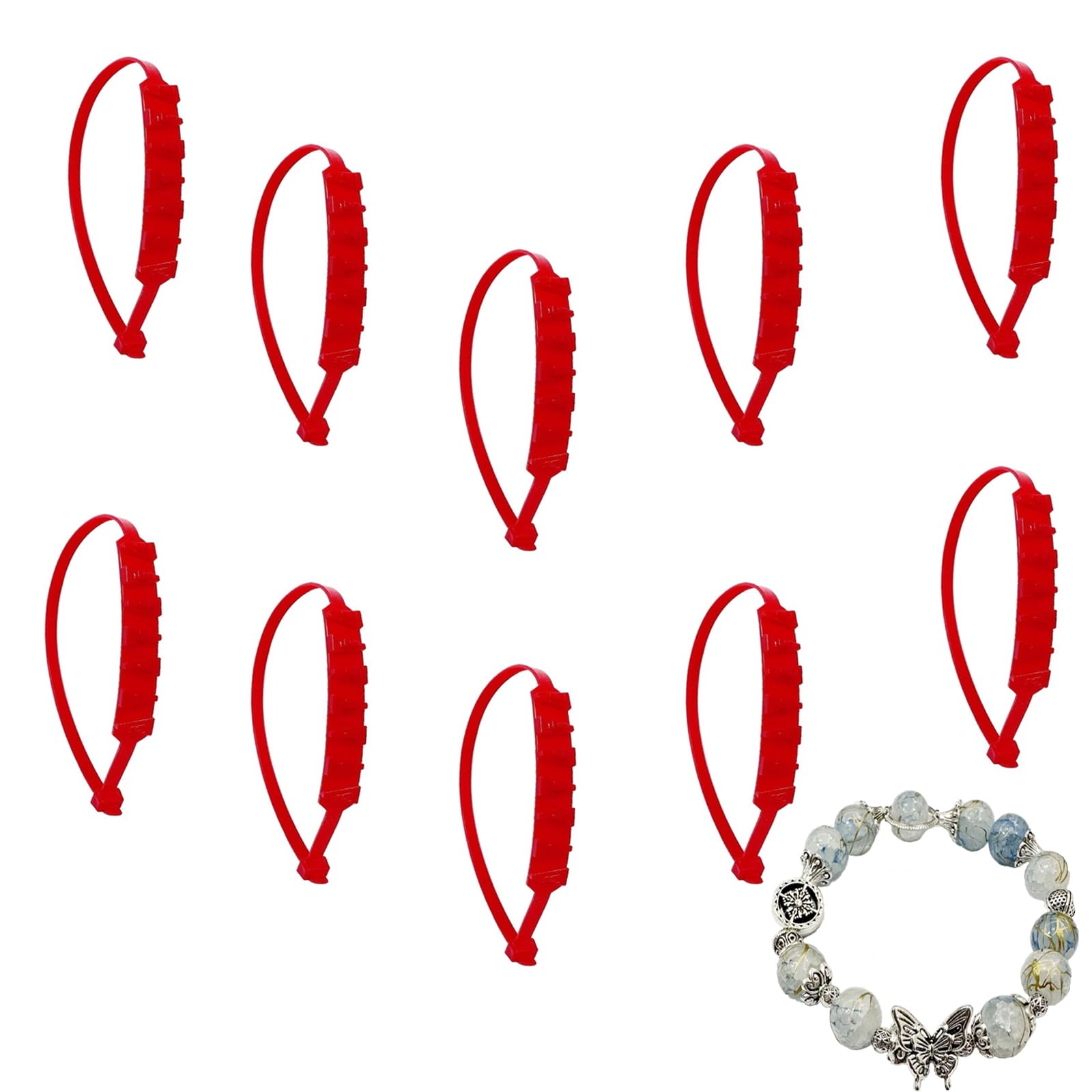 WALKFB 10 Stück Winter-Anti-Rutsch-Schneeketten for Motorräder, Fahrräder, Reifen, Räder, rutschfeste Kabelbinder, Motorrad-Notfall-Reifenkettenwerkzeug (Color : 10pcs red) von WALKFB