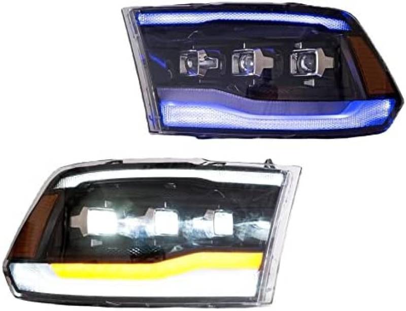 WALKFB Für Dodge Ram 1500 2500 3500 2009-2018 Scheinwerfer Montage Low & High Strahl Blinker Licht Für RAM 1500 Klassische 2019-2021 LED Fahr Licht von WALKFB