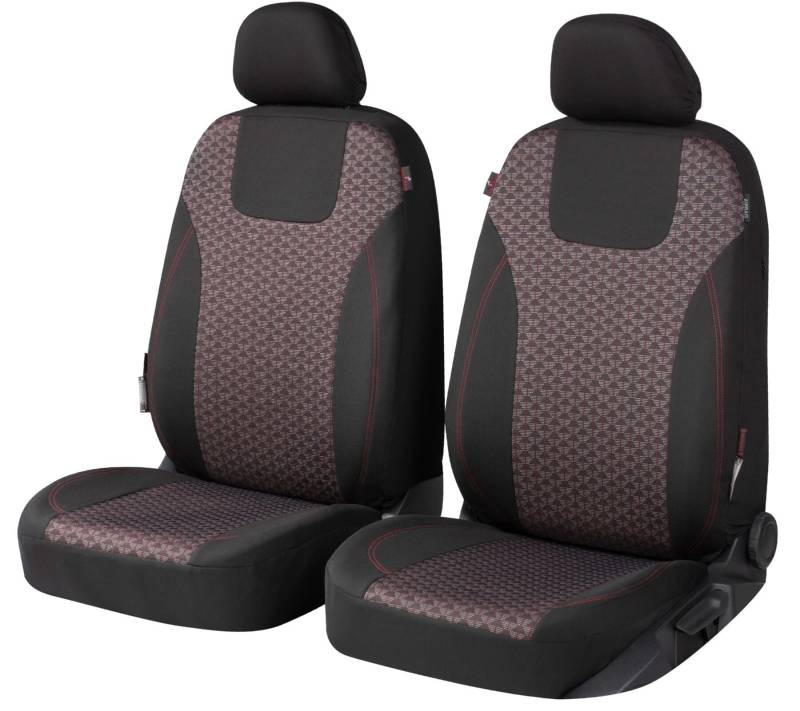 Autositzbezug ZIPP-IT Premium Redring, PKW-Schonbezüge für 2 Vordersitze mit Reißverschluss-System schwarz/rot von WALSER