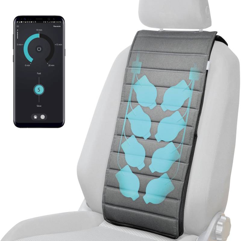 Faurecia Smart Massage Cover, Auto-Massage-Sitzauflage mit App-Steuerung und integriertem Akku, PKW-Sitzaufleger zertifiziert von der Aktion Gesunder Rücken von WALSER