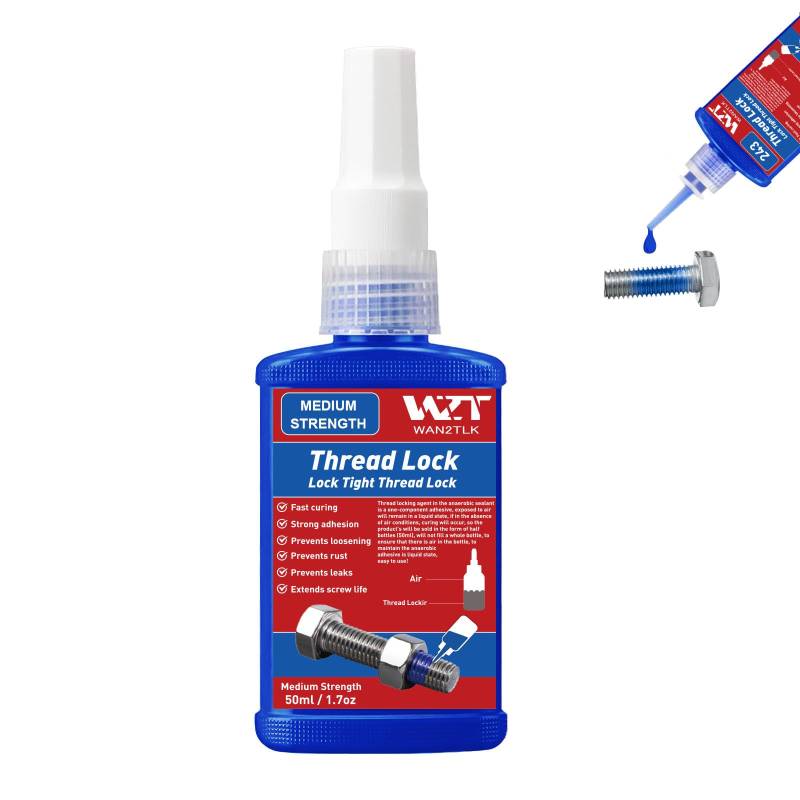 WAN2TLK 50 ml Gewindesicherung blau, Schraubensicherung mittelfest, Spaltfüllung, Lock & Seal Muttern, Schrauben, Befestigungselemente und Metalle, stabil und rostfrei von WAN2TLK