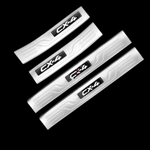 Auto Edelstahl Türschweller für Mazda CX-4, Auto Schwelle Abdeckung Pedal, Rutschfestes Anti-Kratz Außentürschwellen Willkommenspedal Schutz Trittplatten von WANDEFA