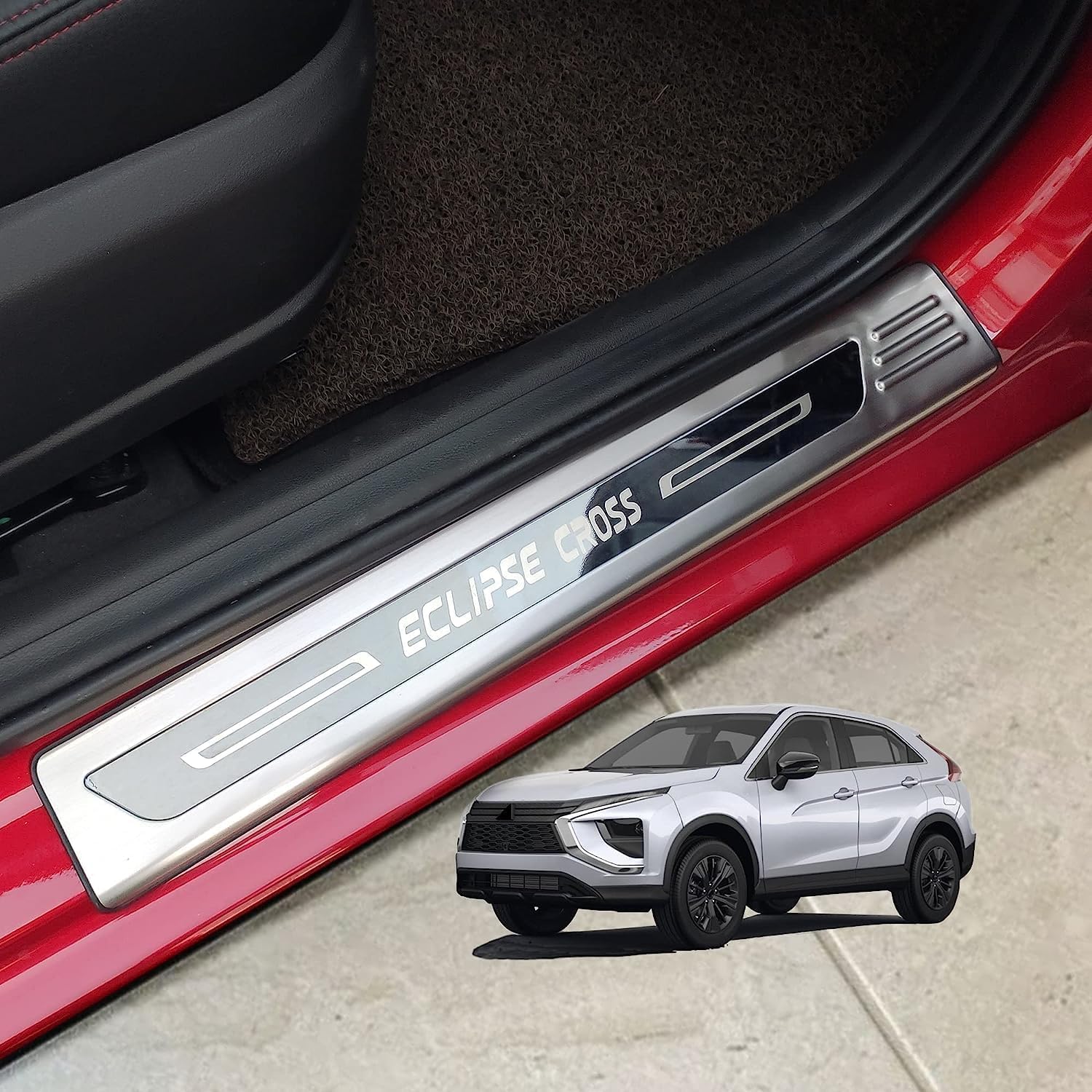 Auto Edelstahl Türschweller für Mitsubishi Eclipse Cross 2018 2019 2020 2021 2022, Auto Schwelle Abdeckung Pedal, Rutschfestes Anti-Kratz Außentürschwellen Willkommenspedal Schutz Trittplatten von WANDEFA