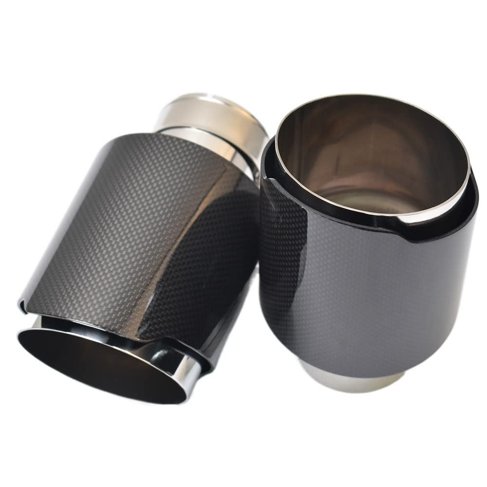 Auspuffblende 1 Stück Universal Car Glossy Carbon Fiber Straight Auspuffendrohr Straught Muffler Tip Auspuff Endrohr(54-89mm) von WANGBINGXING