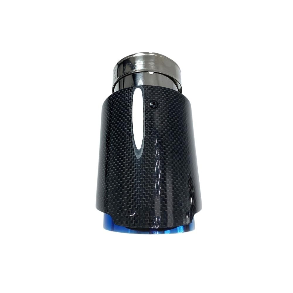 Auspuffblende Auto Carbon Fiber glänzend Auspuffanlage Schalldämpfer Rohrspitze gerade Universal blau Edelstahl Schalldämpfer Dekorationen Auspuff Endrohr(ID 57mm-OD 76mm) von WANGBINGXING