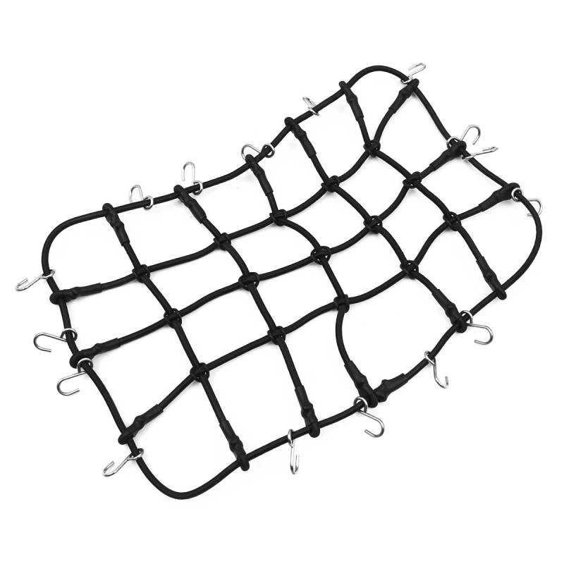 RC Cargo Net Dachträger Zubehör Elastisches Aufbewahrungsnetz mit Haken für 1/10 RC Car RC Crawler Monster Trucks Kompatibel mit D90 SCX10 90046 Traxxas TRX-4 - Schwarz von WANGCL