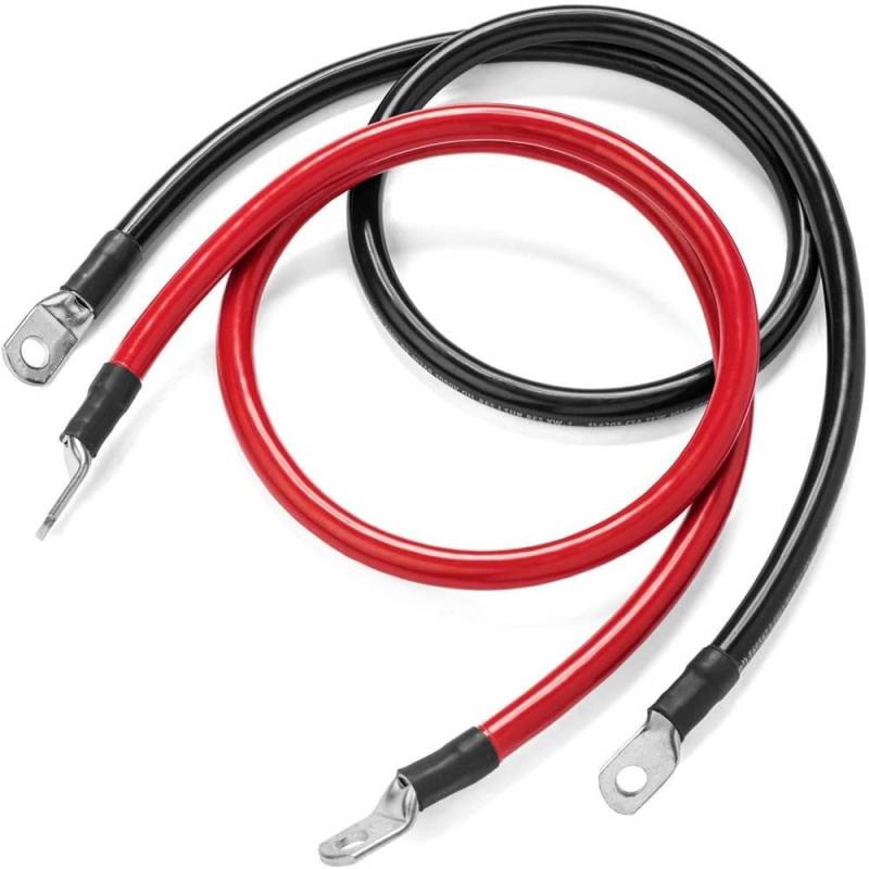 WANGCL 2ST Batteriekabel, Batteriekabel 16mm 2 Kupferkabel mit Ringösen Autobatteriekabel 50cm 5AWG 12V für Versorgungsbatterien und Traktionsbatterien (Rot und Schwarz) von WANGCL