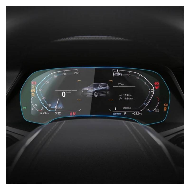 Auto Navigation Schutzfolie 12,3 Zoll Für X7 2019-2022 Dashboard Navigation Membran Auto GPS Display Gehärtetes Glas Display-schutzfolie Auto Aufkleber GPS Transparent Navi Folie(C Anti-Blue-ray) von WANSONGHUI